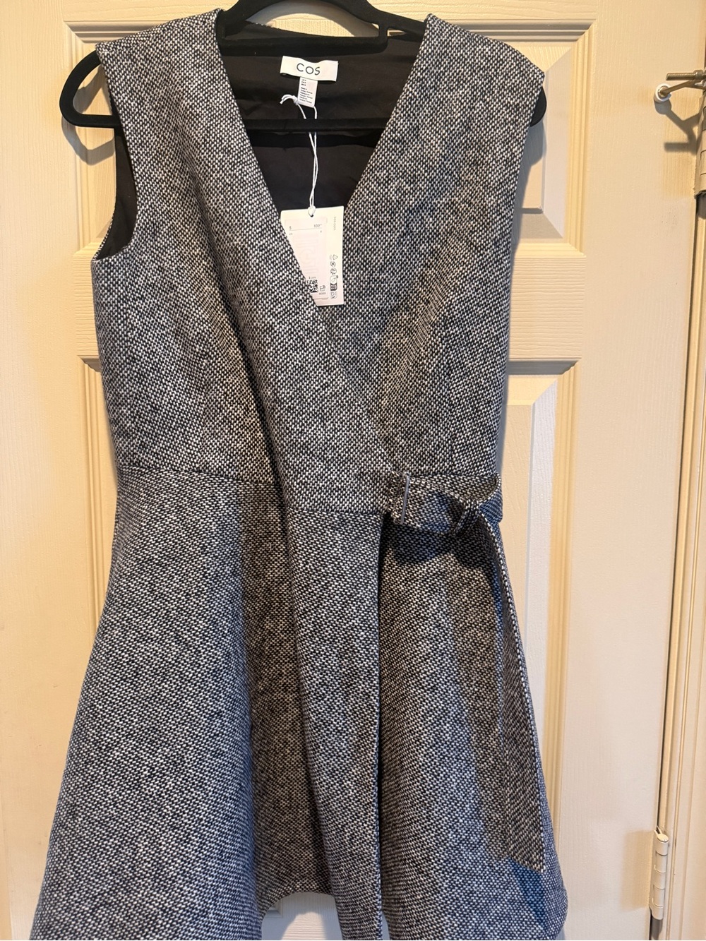 COS Houndstooth Wool-Blend Coat in Black & White
